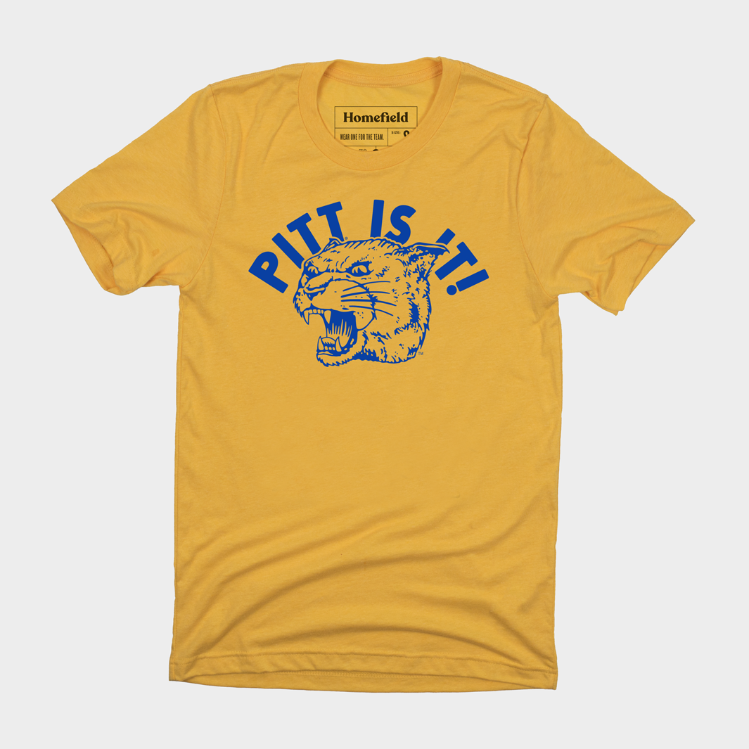 Celebrate Panthers' Glory with Retro Pitt Is It! Gold Tee
