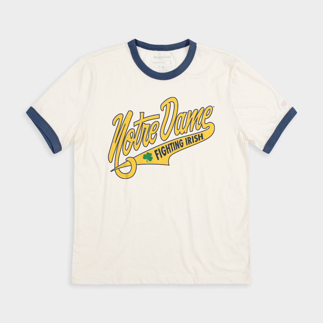 Vintage Notre Dame Script Ringer Tee - A Timeless Tribute