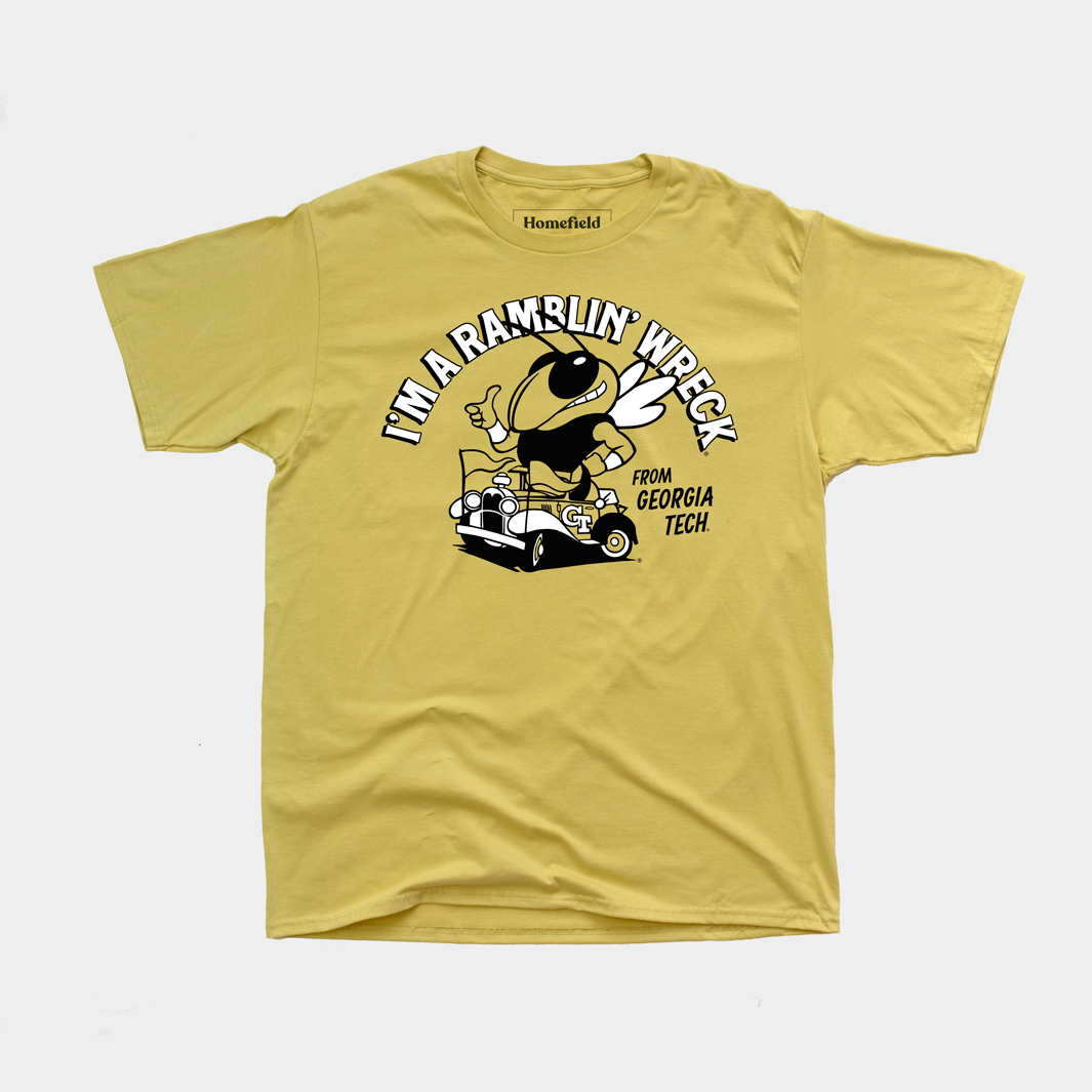 Vintage-Inspired Georgia Tech Tee: Buzz & Ramblin' Wreck