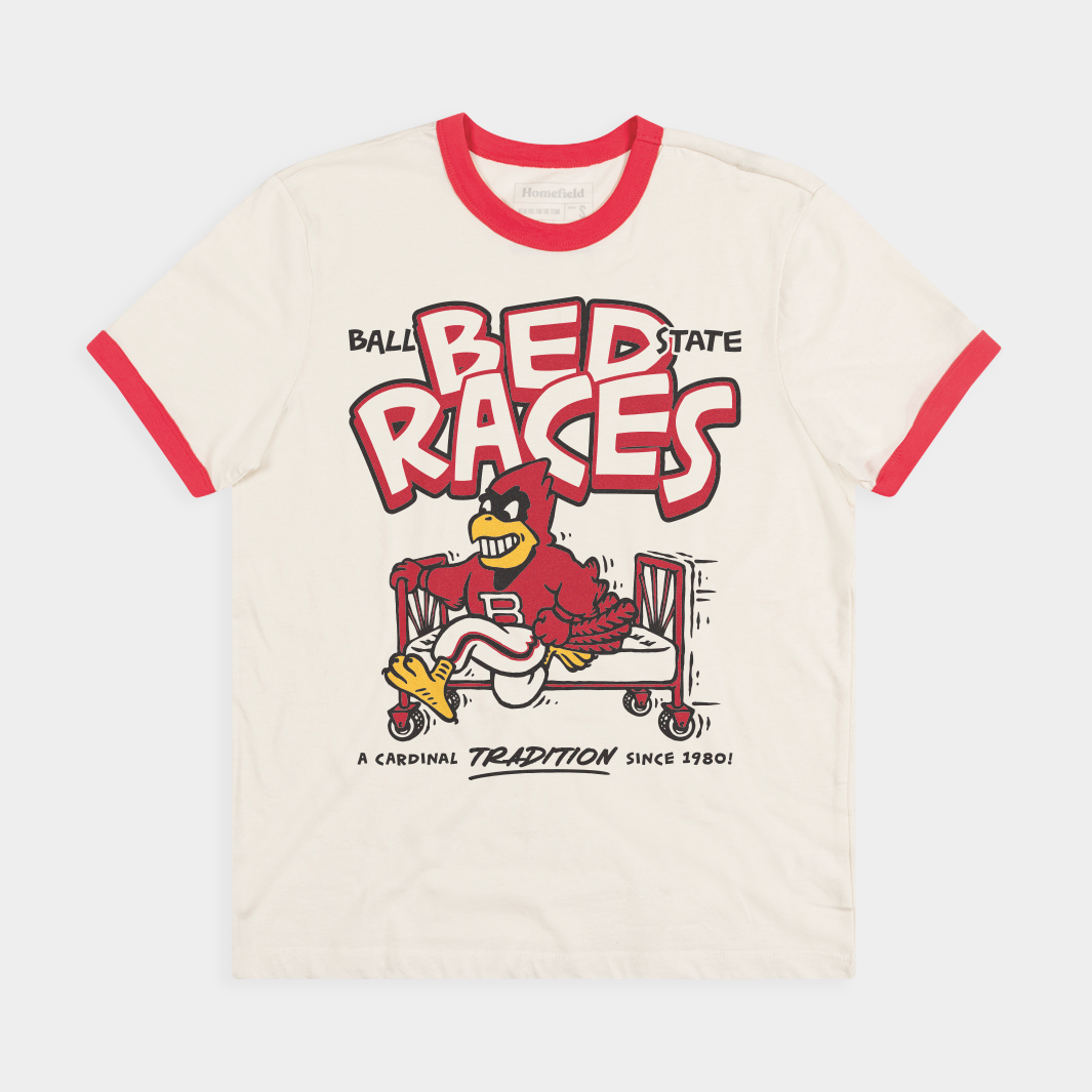 Ball State Bed Races: The Ultimate Retro Ringer Tee