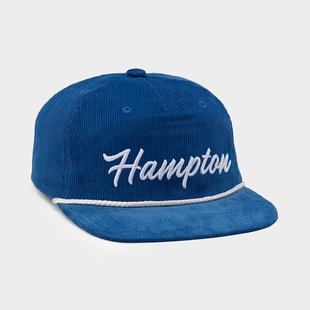 Vintage-Inspired Hampton Script Corduroy Snapback Hat - A Must-Have Accessory