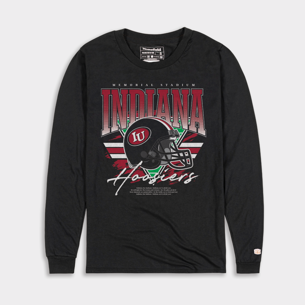 Indiana Football's Iconic Oval Logo Long Sleeve Helmet Shirt