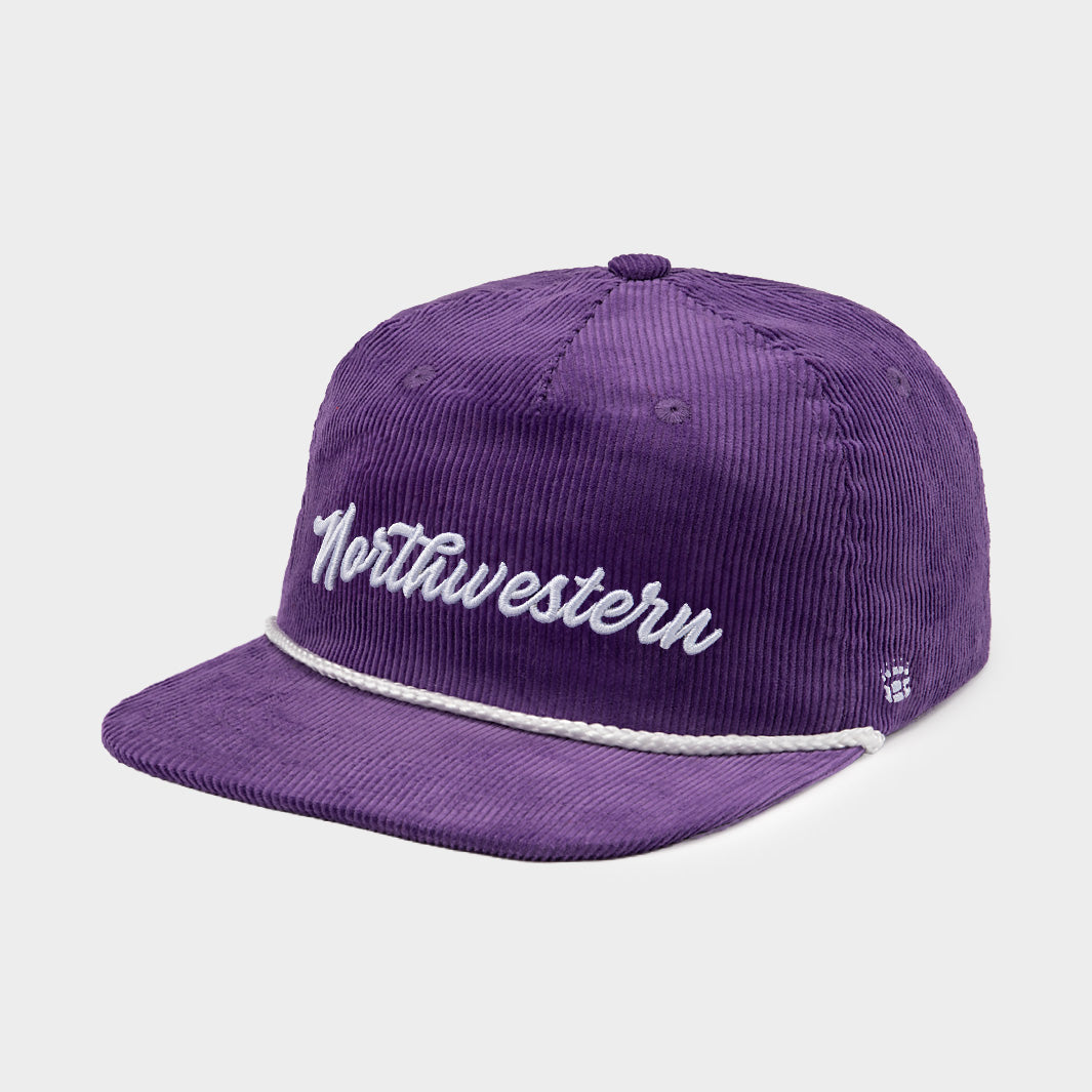 Vintage-Inspired Northwestern Corduroy Snapback Hat
