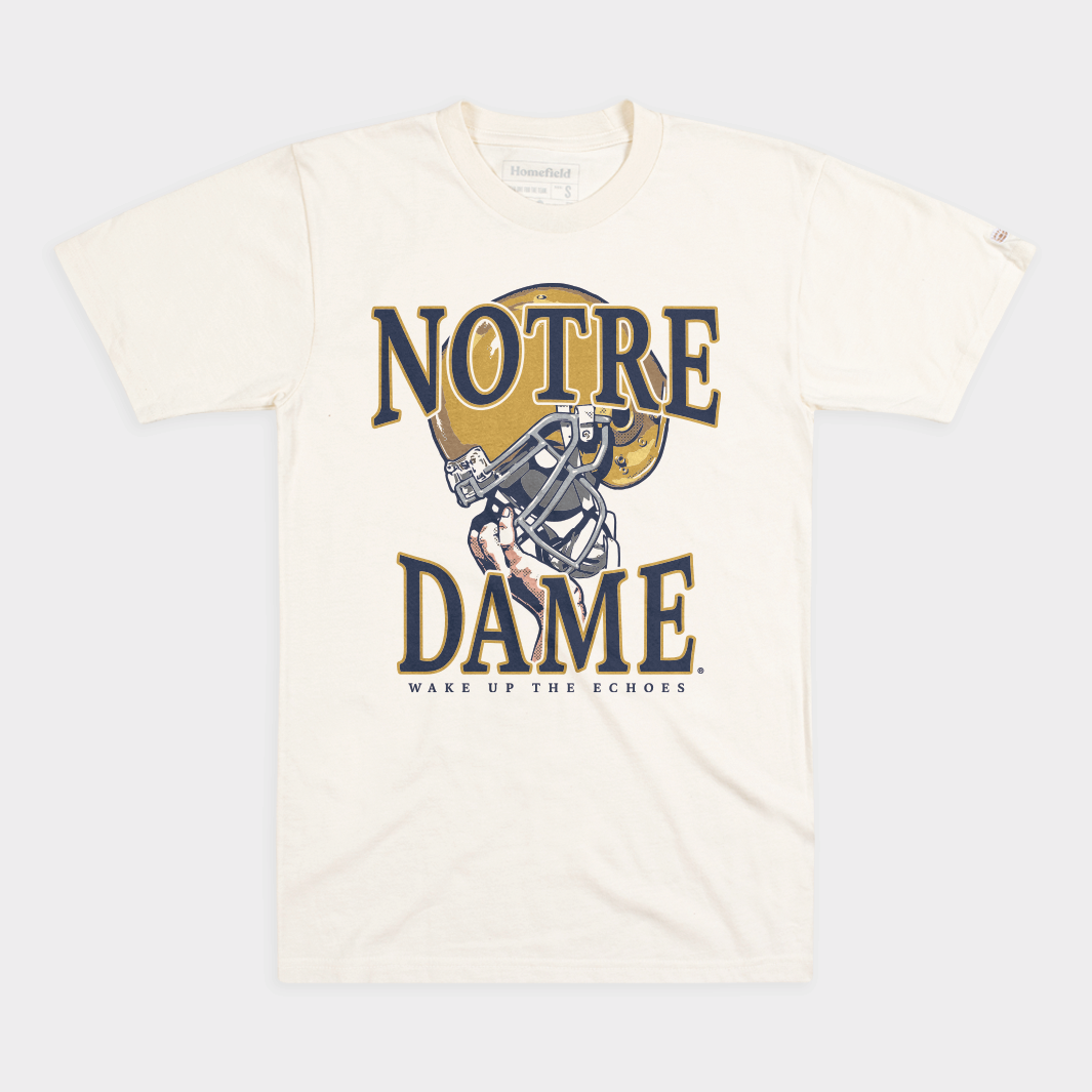 Notre Dame Football Helmet Victory Cream Tee