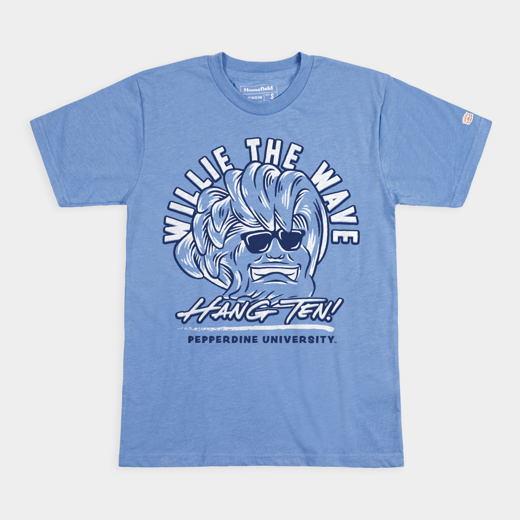 Pepperdine's Adorable Willie the Wave Tee - A Must-Have for Fans!