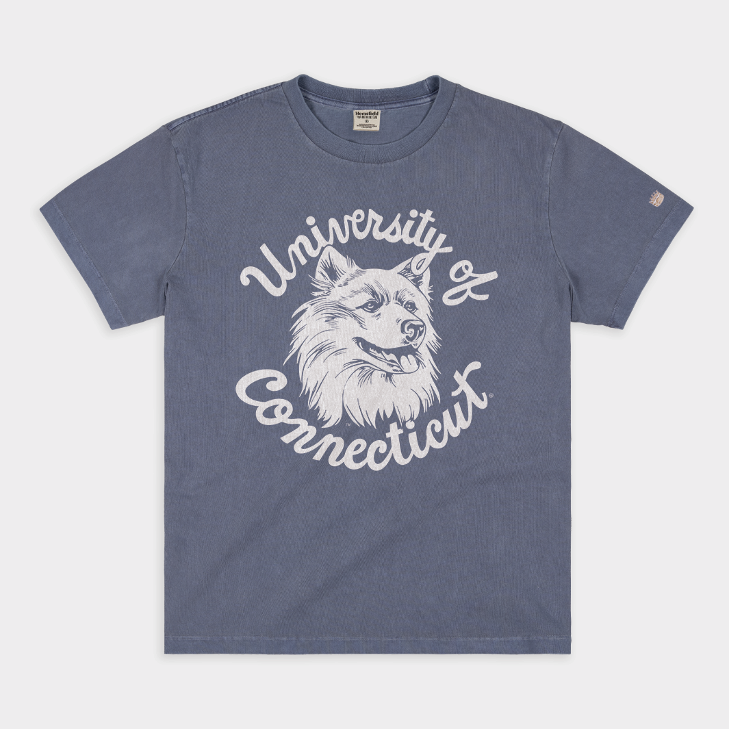 UConn Retro Heavyweight Husky Logo Vintage Tee - A Tribute to the 80s and 90s Mascot