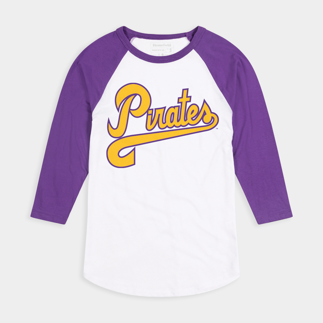 ECU Pirates Script Baseball Tee - Celebrate Campus Tradition