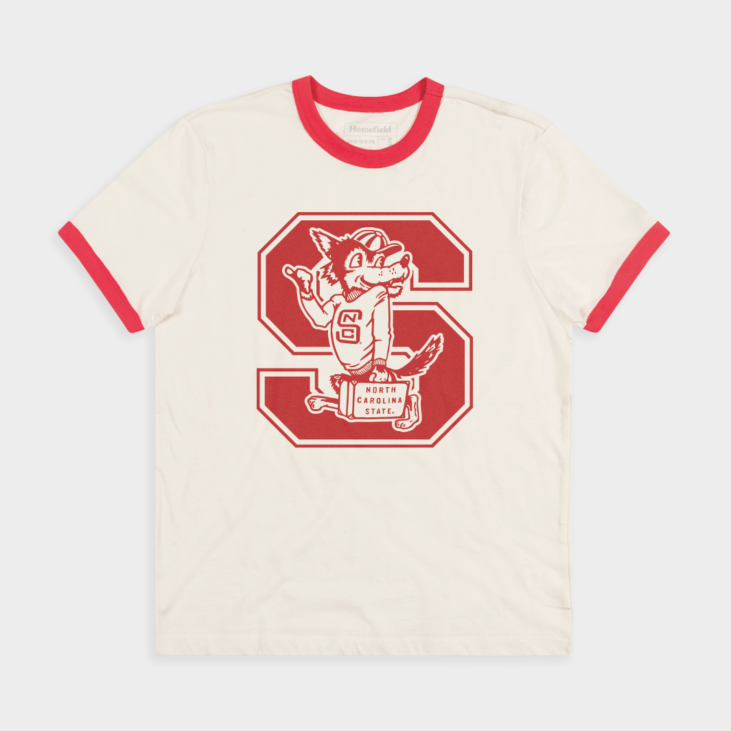 NC State Wolfpack Vintage Wolf Logo Ringer Tee - Cheer on the Pack!