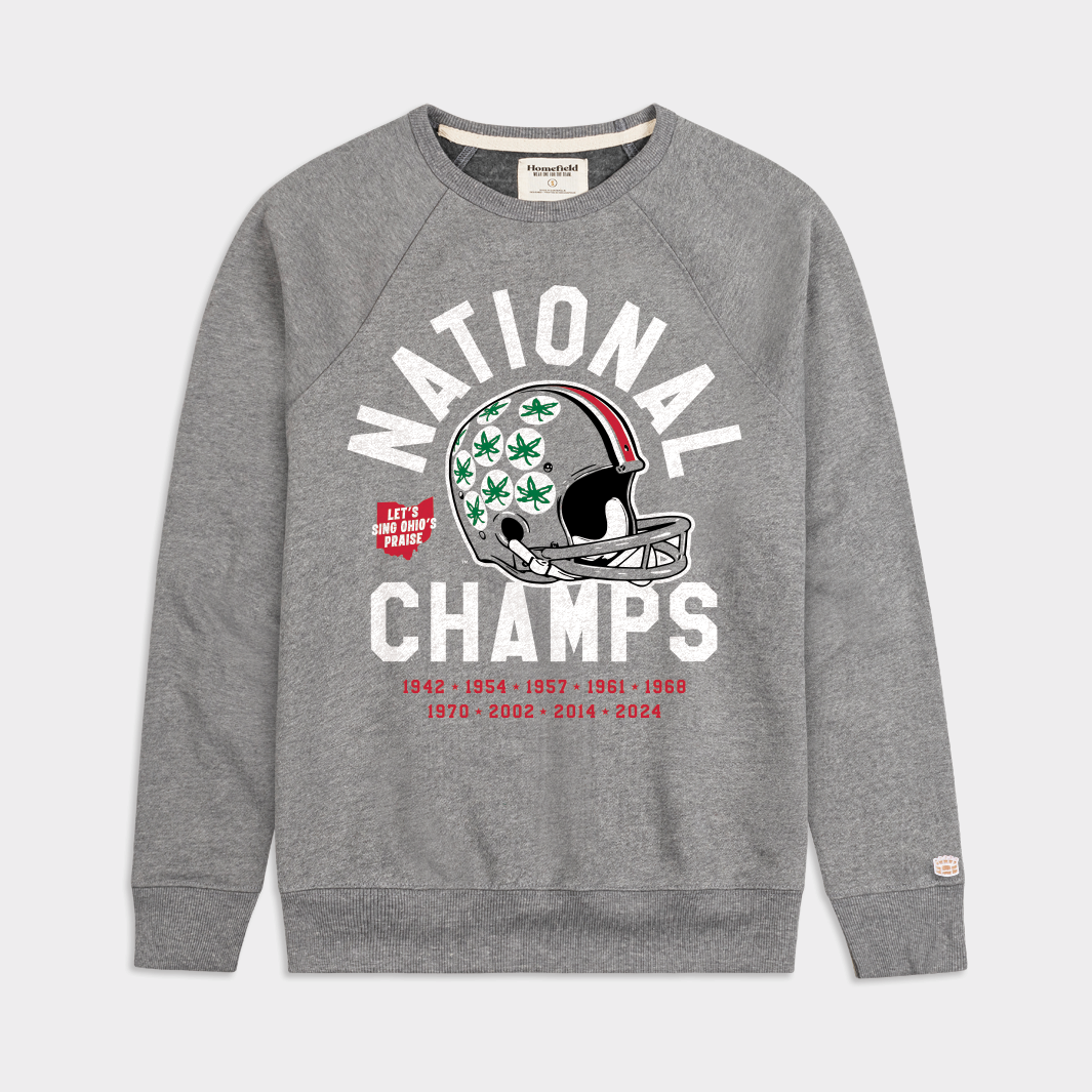 Celebrate Ohio State Football's 2024 National Championship with Helmet Stickers Crewneck