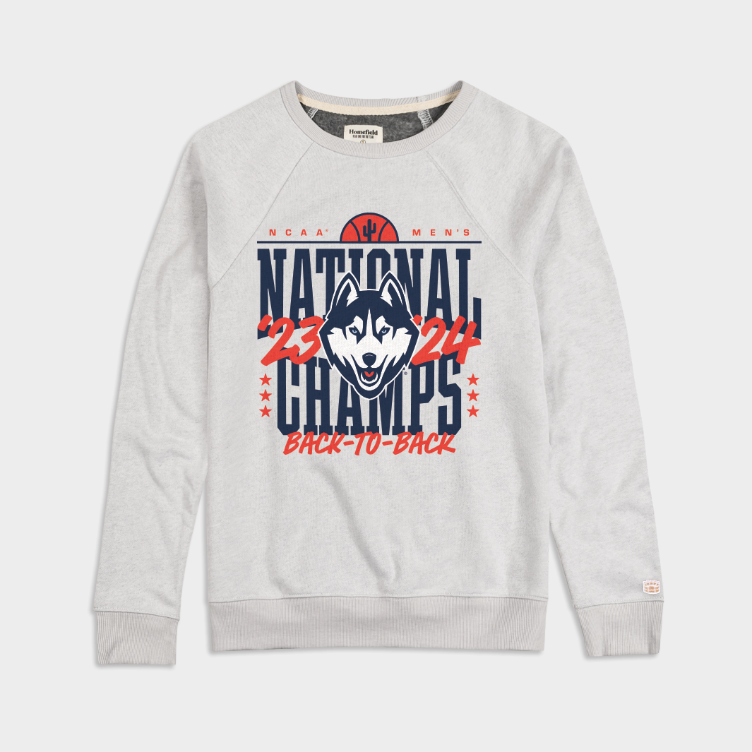 Celebrate UConn Men's 2023 & 2024 Basketball Championship Crewneck