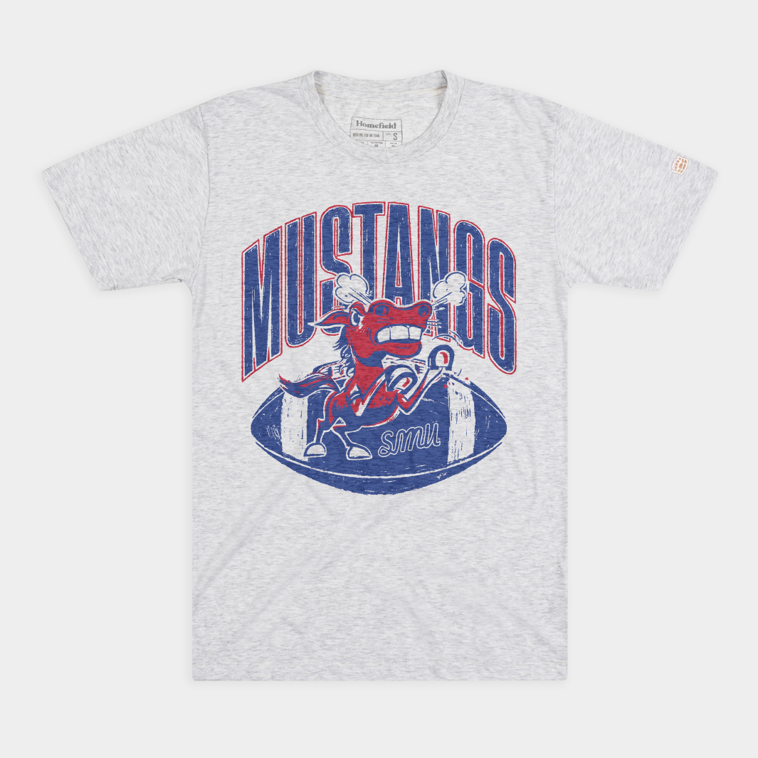 Roar with SMU! Retro Angry Mustang Football Tee