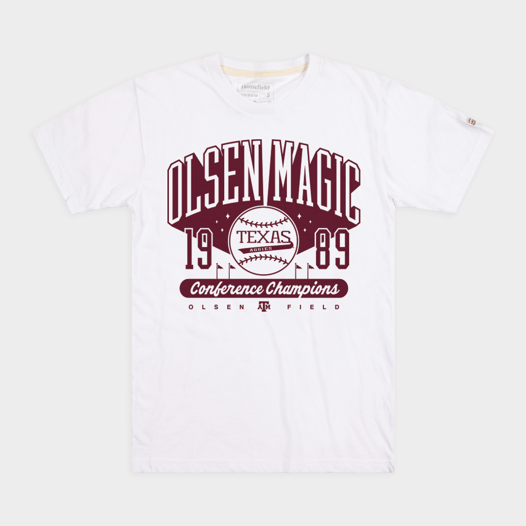 Texas A&M Olsen Magic 1989 Champs Baseball Tee - Feel the Winning Vibe