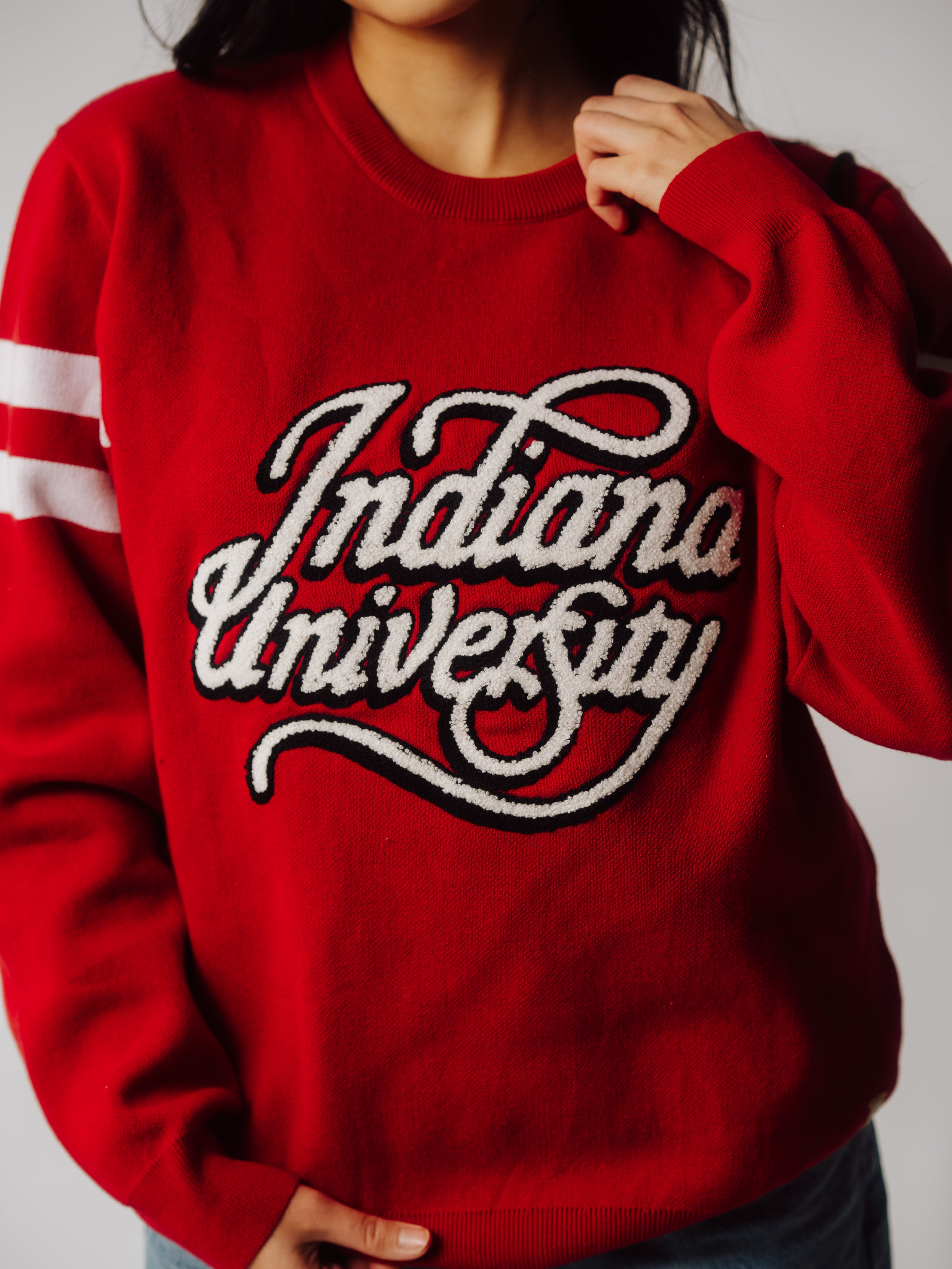 Indiana Hoosiers Retro-Inspired Chenille Patch Knit Sweater