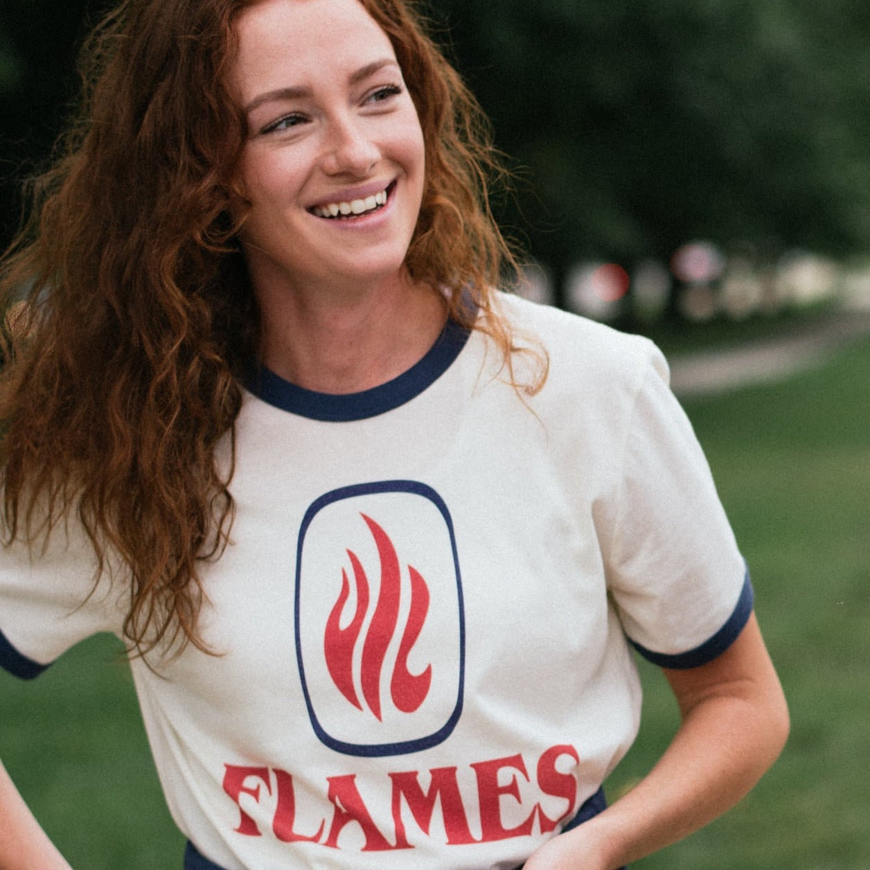 Relive the Glory: UIC Flames 1980's Vintage Logo Ringer Tee