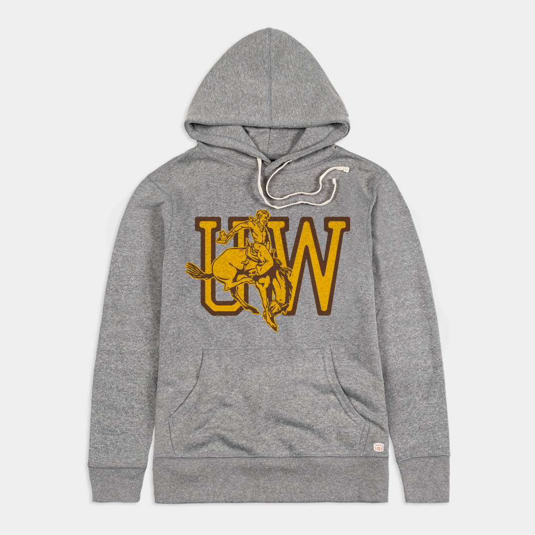 Wyoming Cowboys Vintage Rodeo Bucking Horse & Rider Logo Hoodie